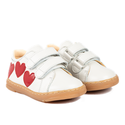 Angulus Sneaker med hjerteapplikationer og velcrolukning - Off White/Hearts